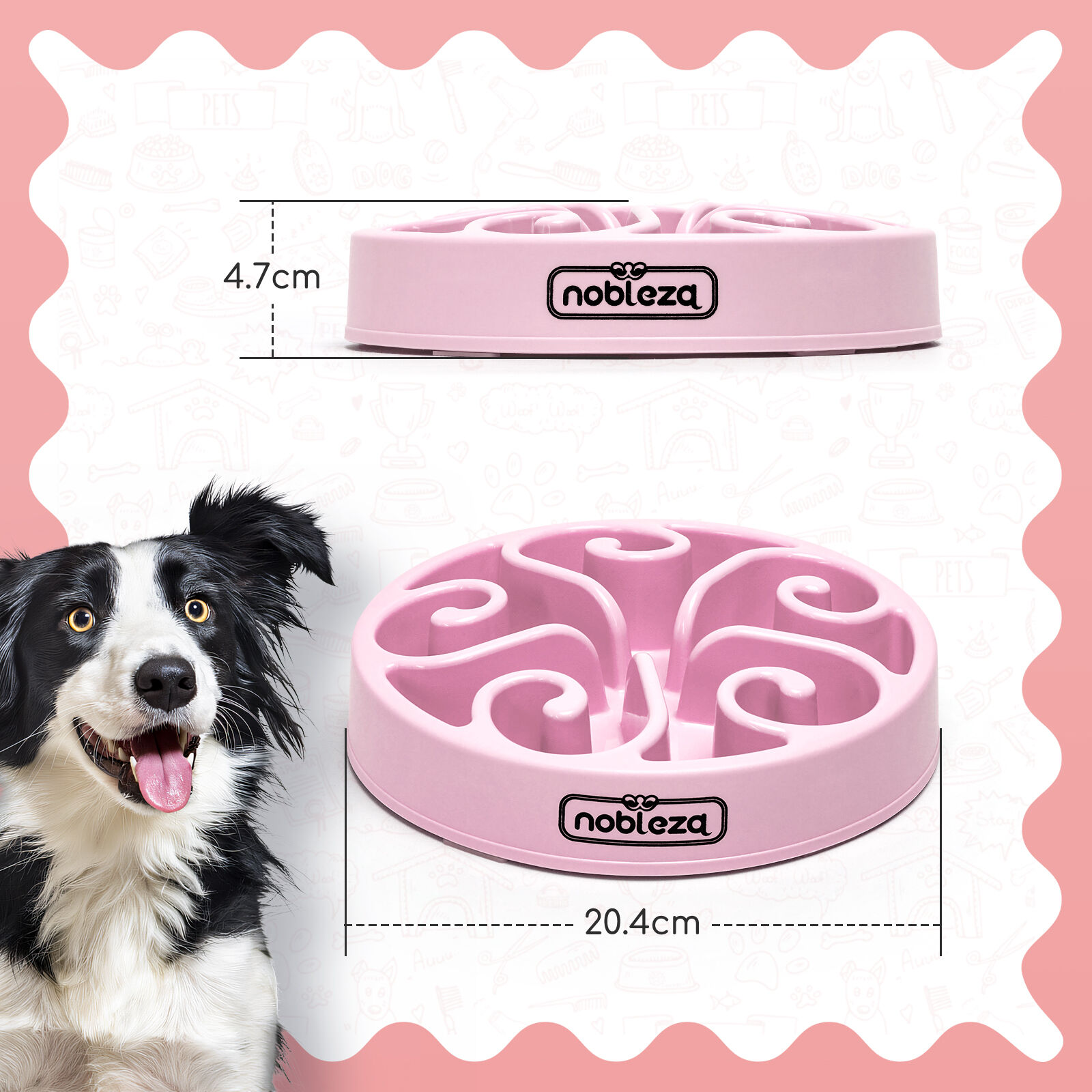 Nobleza Comedero Perro Antivoracidad, Antideslizante Comederos Para Perros, Comedero Antivoracidad Perro, Duradero y no T&oacute;xico Que Evita la Asfixia Comedero Perro Grande y Medianos, &phi;20.4*H4.7cm, Pink, , large Imagen numero 2