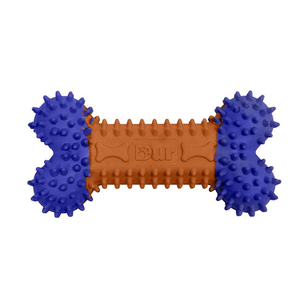 Juguete Hueso Mordedor azul y naranja con aroma pollo 12cm x 9cm para perros, , large Imagen numero 1