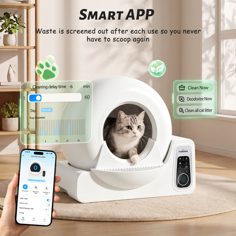 Nobleza - SL04 Arenero Autolimpiable para Gatos 72L, Caja de Arena Autom&aacute;tica con Control por App, Triple Desodorizaci&oacute;n y Sensor de Seguridad Antiatascos para M&uacute;ltiples Gatos, , large Imagen numero 3