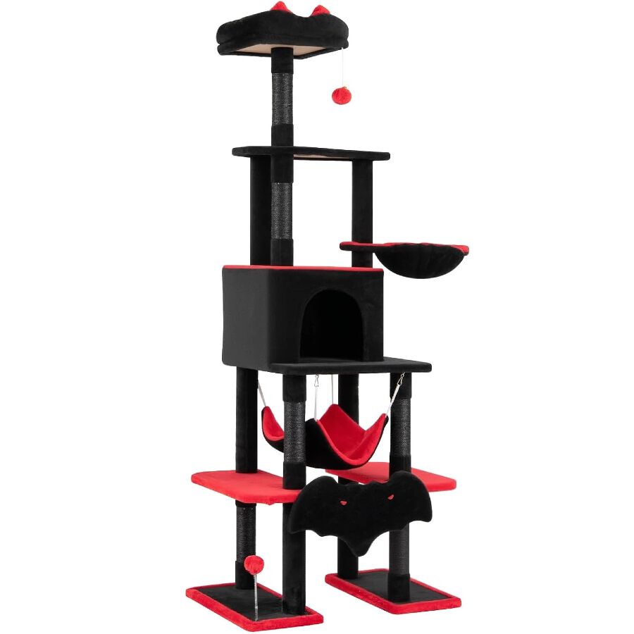 COSTWAY 178 cm &Aacute;rbol Rascador para Gatos de Estilo G&oacute;tico | con Casita, Plataforma, Hamaca, Postes Rascadores de Sisal y Bola Colgante, Torre para Gatos de 6 Niveles para Varios Gatitos, , large Imagen numero 1