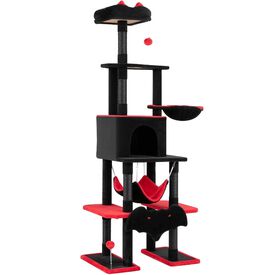 COSTWAY 178 cm &Aacute;rbol Rascador para Gatos de Estilo G&oacute;tico | con Casita, Plataforma, Hamaca, Postes Rascadores de Sisal y Bola Colgante, Torre para Gatos de 6 Niveles para Varios Gatitos