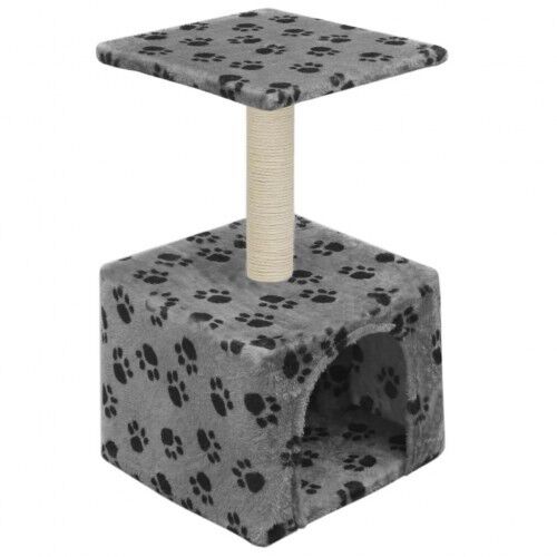 Rascador con poste para gatos color Gris Huellas, , large Imagen numero 4