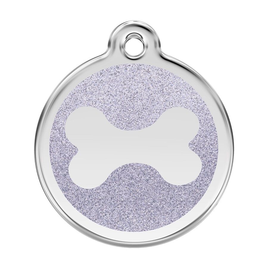Placa identificativa Purpurina Hueso Plateado para perros, , large Imagen numero 1