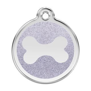 Red Dingo Placa identificativa Purpurina Hueso Plateado para perros