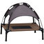 PawHut Cama Elevada para Mascotas Portátil con Toldo Extraíble Tela Transpirable al Aire Libre para Interior y Exterior 76x61x73 cm Café, , large indicador imagen numero 1
