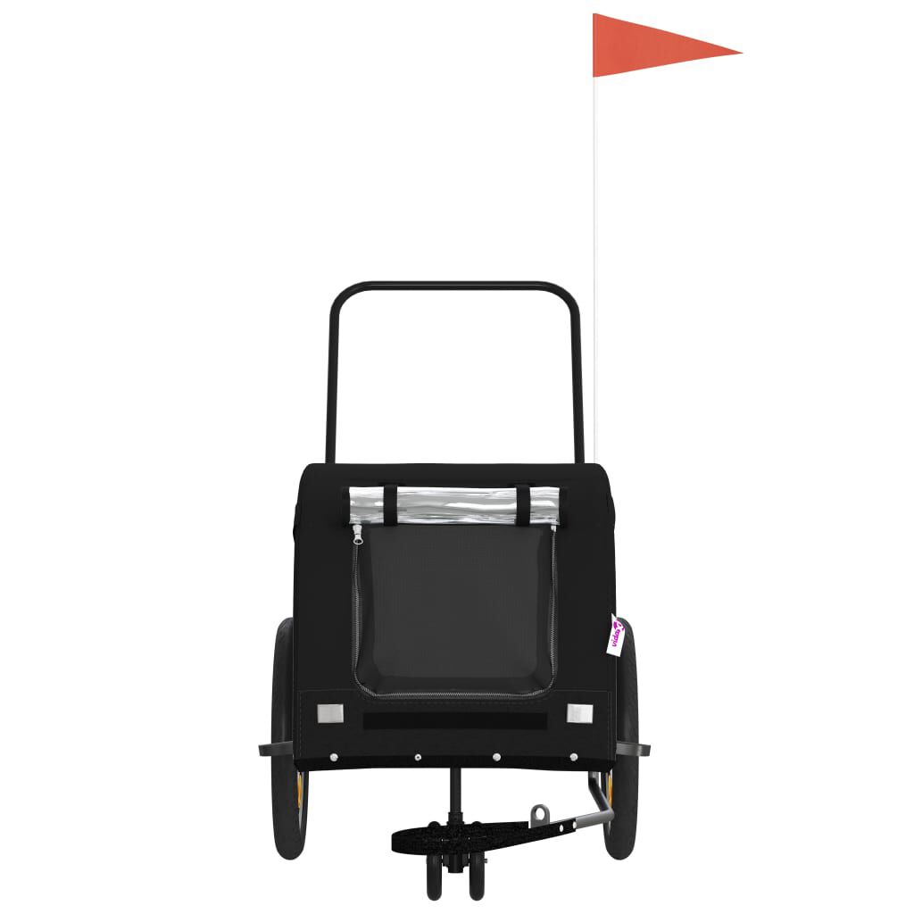 vidaXL Remolque de bicicleta mascotas hierro tela Oxford negro, , large Imagen numero 7