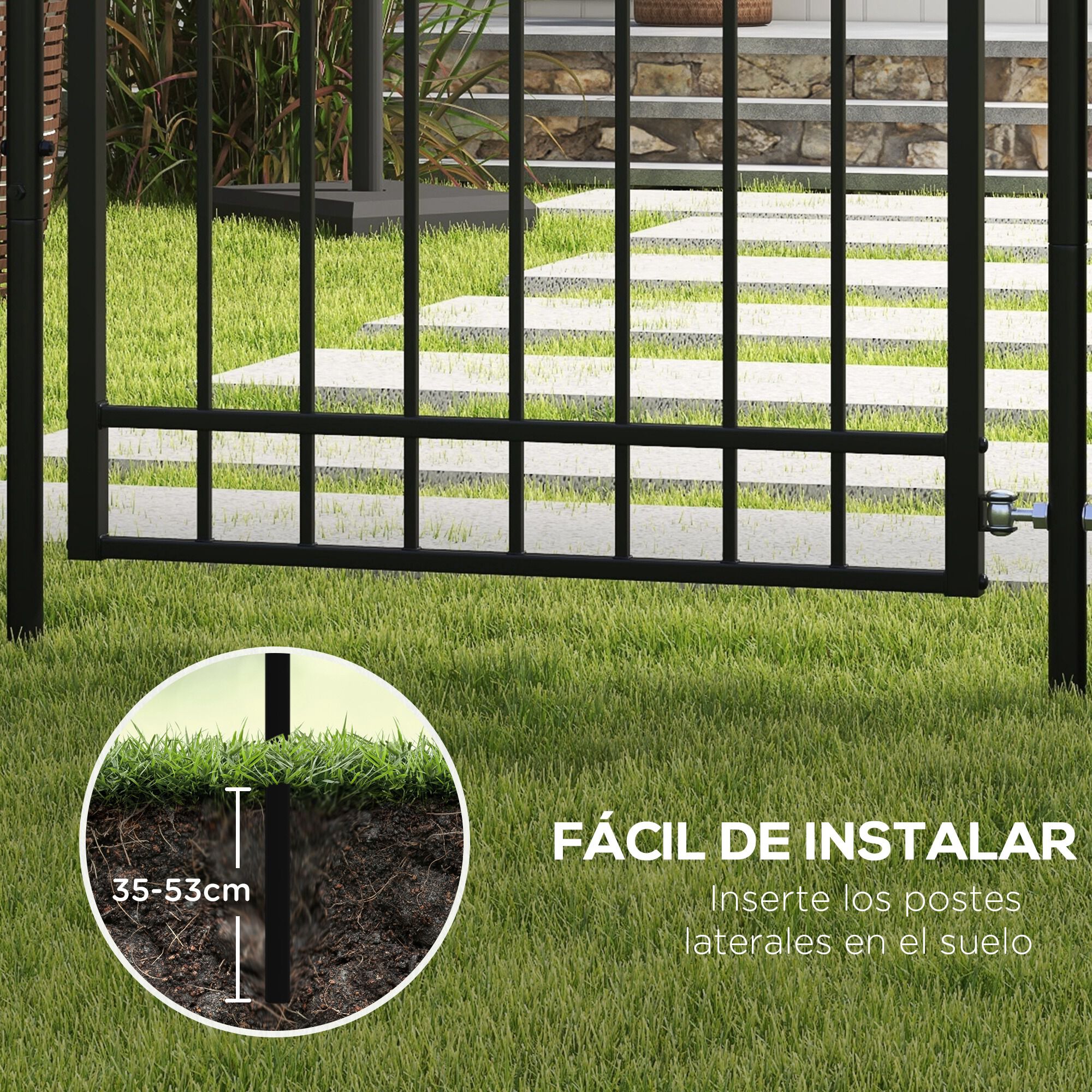 Outsunny Puerta de Jard&iacute;n Negro, , large Imagen numero 5
