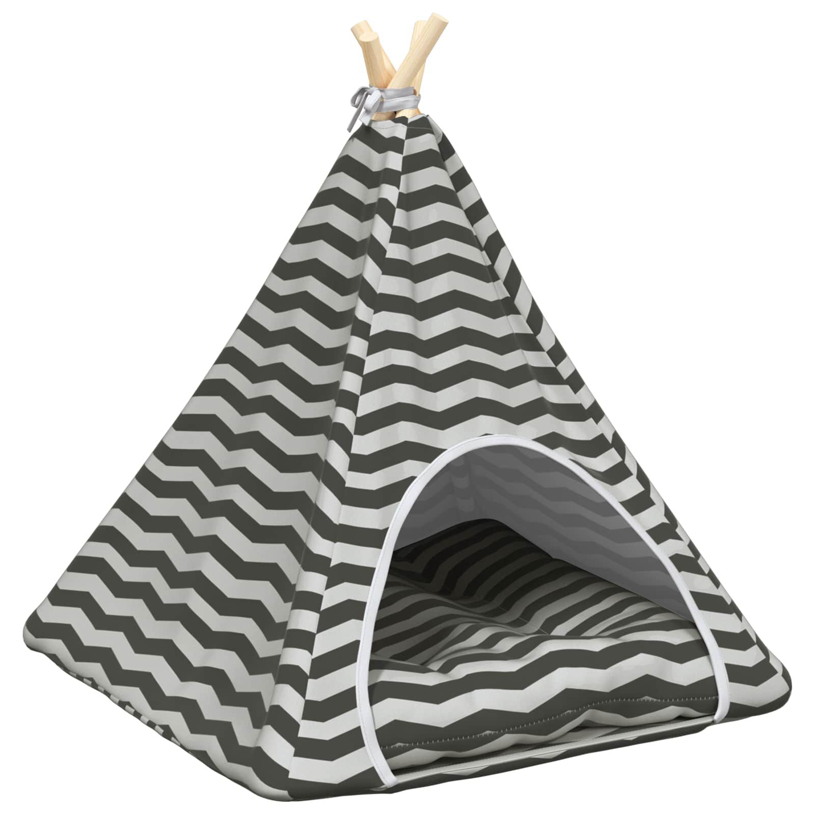 vidaXL Tienda de campa&ntilde;a para mascotas con coj&iacute;n Blanco y gris Cama Casa, , large Imagen numero 11