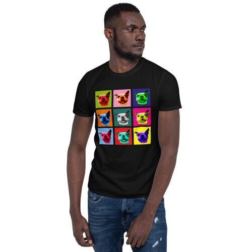 Mascochula camiseta hombre warhol personalizada con tu mascota negro thumbnail