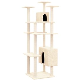 Vida XL Rascador con cueva y postes de sisal crema para gatos