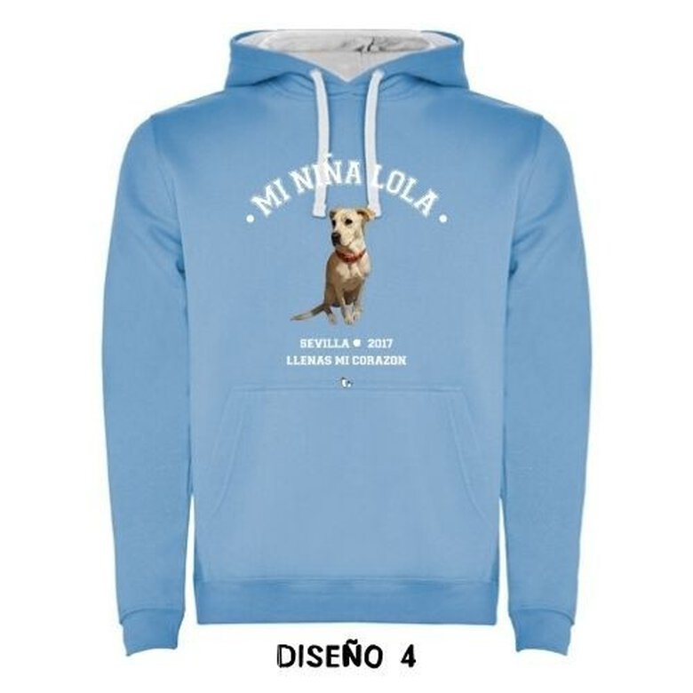 Sudadera capucha universidad personalizada color Celeste, , large image number null