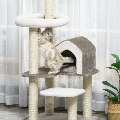PawHut &Aacute;rbol Rascador con Cueva Marr&oacute;n para gatos grandes, , large Imagen numero 4