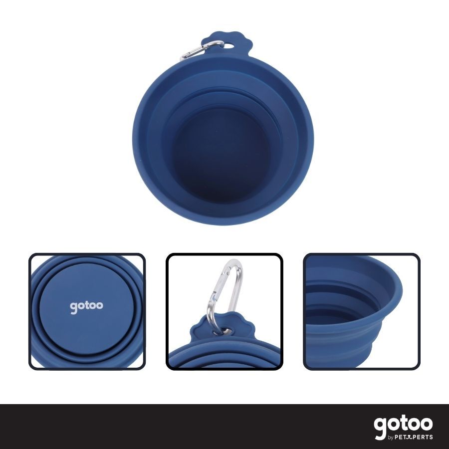 Gotoo Comedero Plegable y Port&aacute;til de Silicona Azul para perros y gatos, , large Imagen numero 3