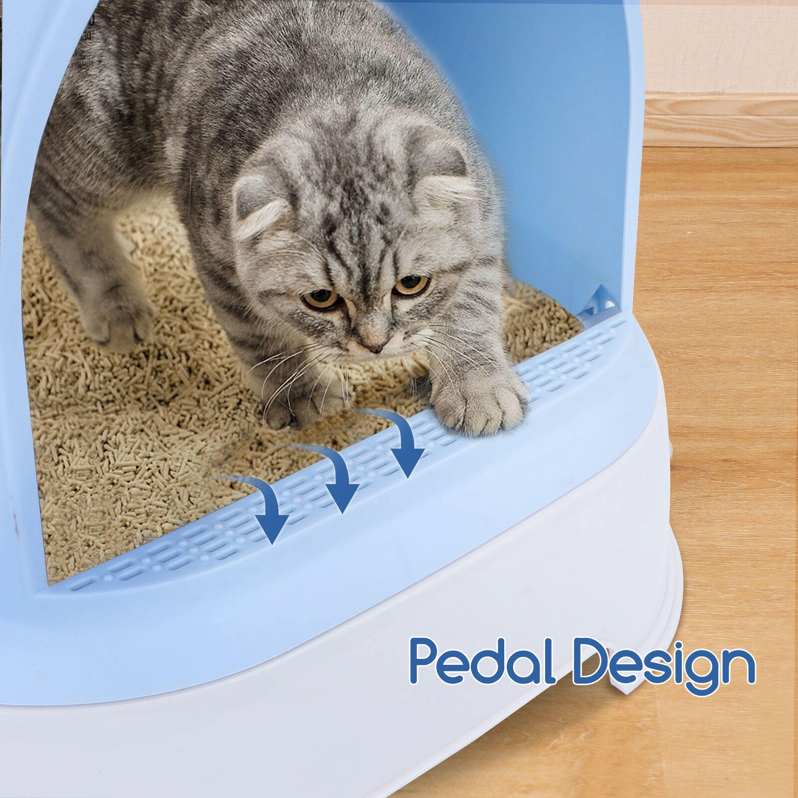 Nobleza - Cajas de Arena para Gatos, Arenero Gatos Cubierto con Cajon, Arenero para Gatos Grande Cerrado, Caja de Arena Cagadero Gato sin Olores con Pala, L52*W42*H38.5CM, Azul, , large Imagen numero 4