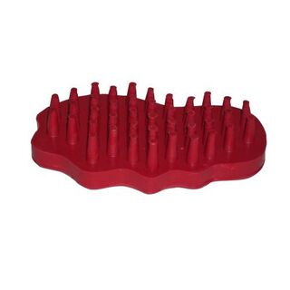 Cepillo de goma curvado para caballos color Rojo