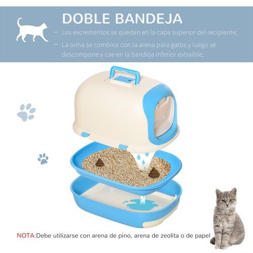 Arenero para gatos PawHut transporte color Azul, , large Imagen numero 3