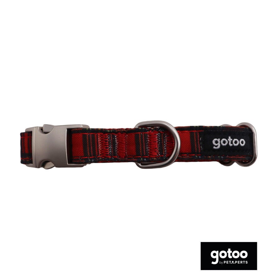 Gotoo Collar estampado tart&aacute;n rojo para perros, , large Imagen numero 2