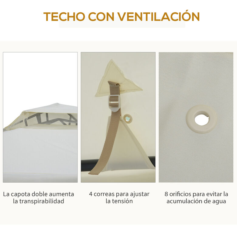 Outsunny Cenador de Jardín  Crema para Exterior thumbnail