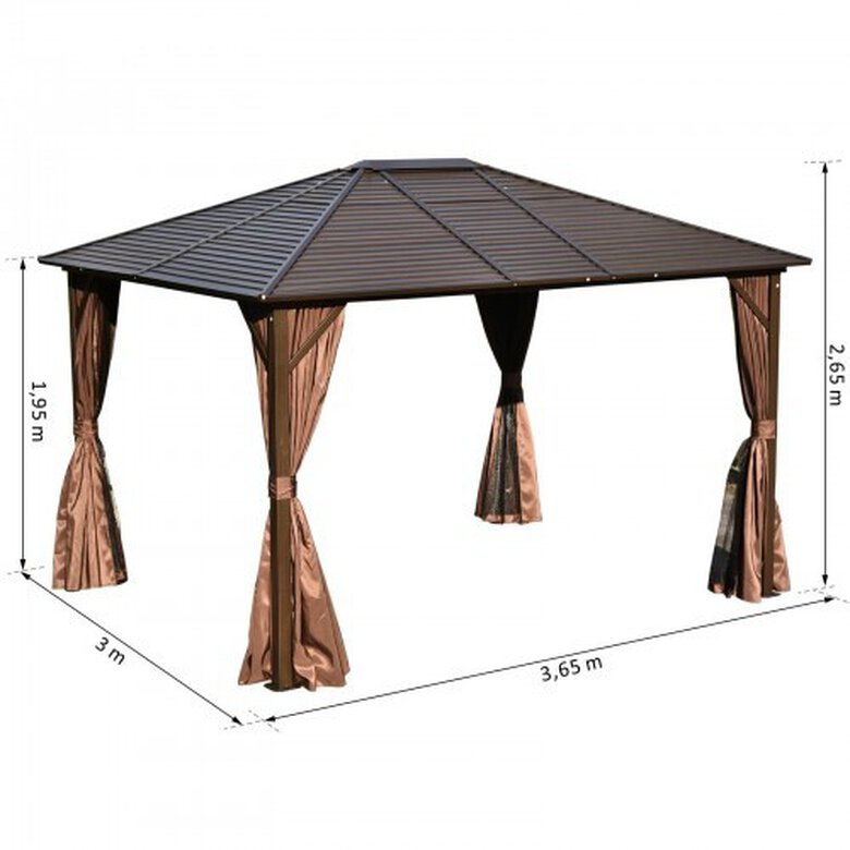 Cenador con techo para exterior Outsunny color Marrón, , large image number null