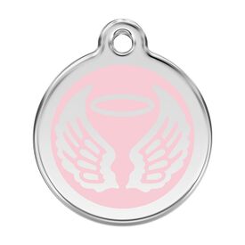 Red Dingo Placa identificativa Acero Inoxidable Esmalte Alas Angel Rosa para perros