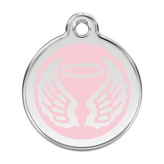 Red Dingo Placa identificativa Acero Inoxidable Esmalte Alas Angel Rosa para perros