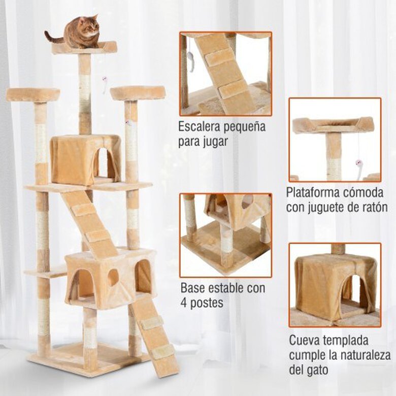 Rascador PawHut árbol centro de actividades color Beige, , large image number null