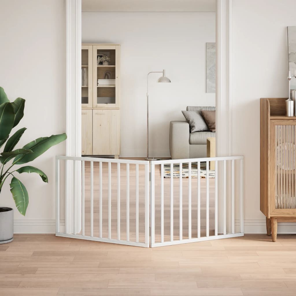 vidaXL Puerta para perros plegable 2 paneles madera &aacute;lamo blanca 160cm, , large Imagen numero 8