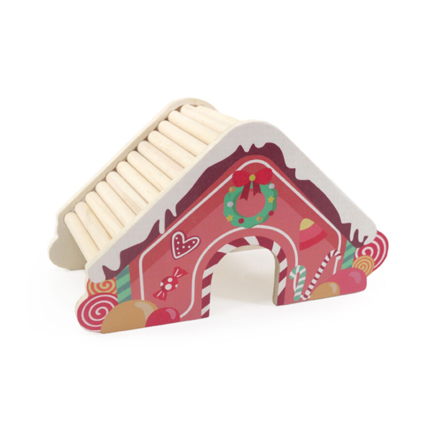 Rosewood Wooden Christmas Gingerbread House Caseta de Madera para roedores thumbnail
