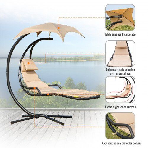 Outsunny Tumbona ergon&oacute;mica color Crema para jard&iacute;n, , large Imagen numero 4