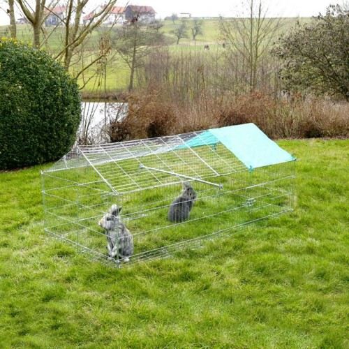 Parque exterior con techo para mascotas color Plateado thumbnail