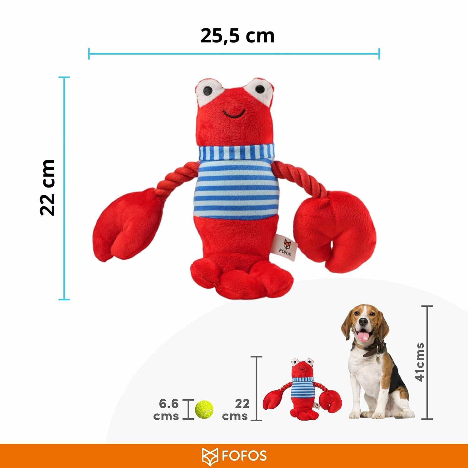 FOFOS | Peluche Cangrejo con Sonido y Patas de Cuerda - Para Perro, , large Imagen numero 2