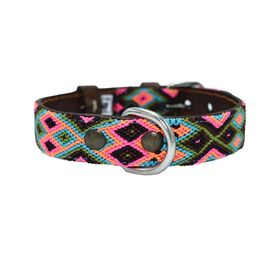 Loyal Collar de Piel Artesanal Rosa y Turquesa para perros 