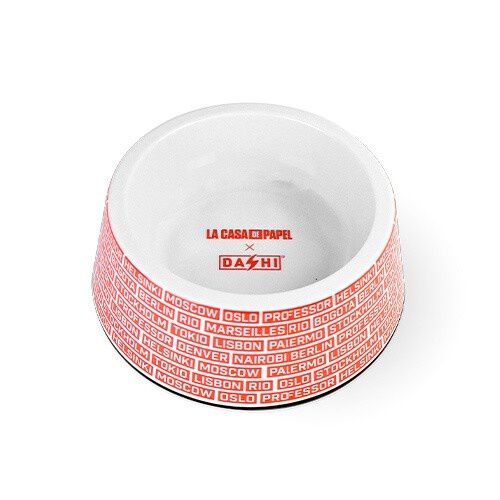 Dashi comedero de bamb&uacute; la casa de papel blanco y rojo para mascotas, , large Imagen numero 1