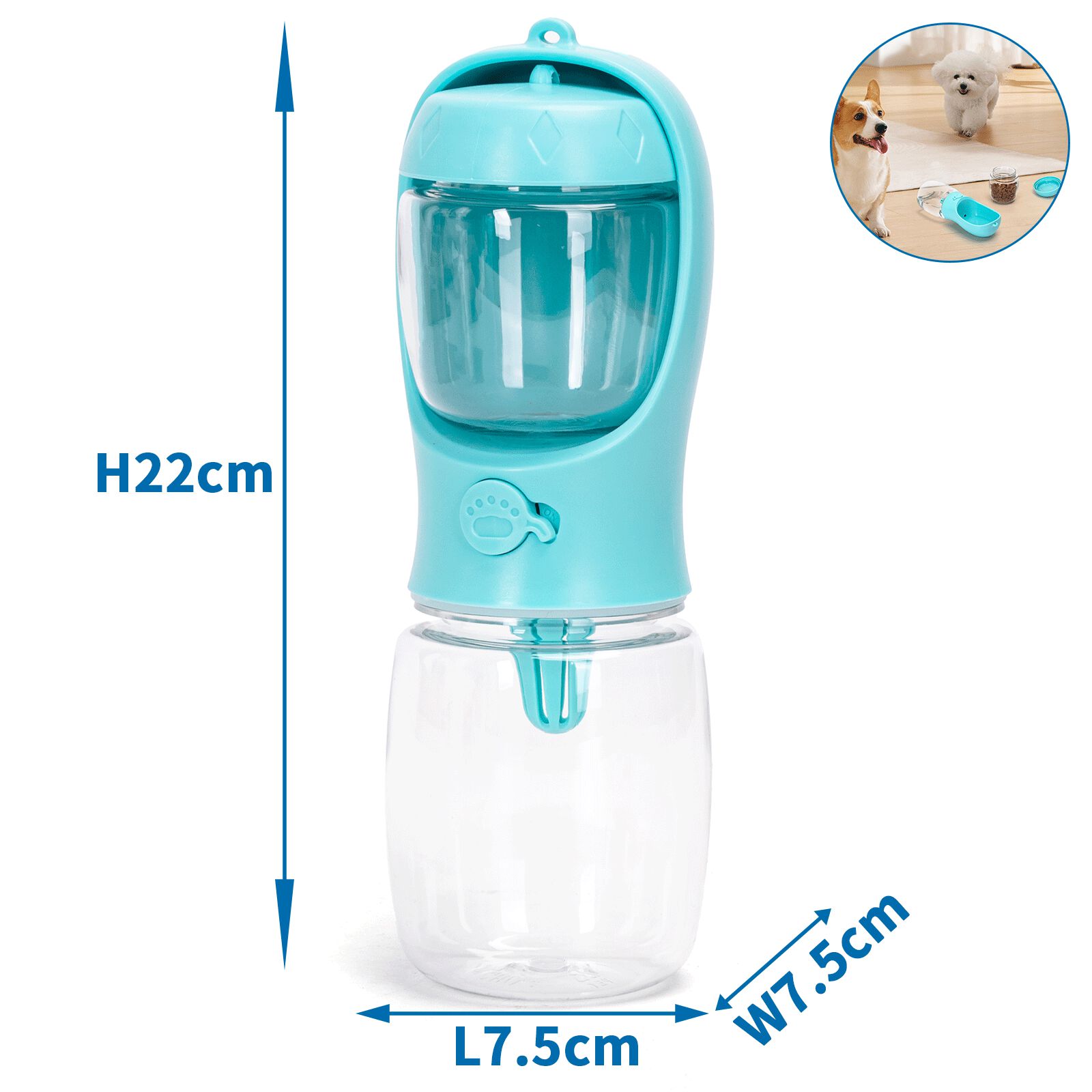 Nobleza Botella de Agua para Mascotas, 350ml Botellas de Agua para Perro Gato con 100ml Recipiente de Comida para para Caminar Viajar Acampar, , large Imagen numero 2