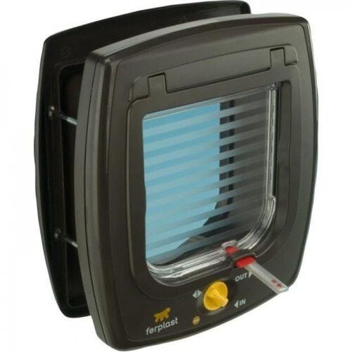 Ferplast swing door puerta de plástico color castaño para mascotas