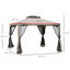 Outsunny Cenador de Jardín 3x3 m Pabellón de Exterior con Doble Techo de Ventilación 4 Cortinas Mosquiteras Laterales con Cremallera 8 Orificios de Drenaje Gazebo para Fiestas Patio Marrón Pardo, , large indicador imagen numero 3