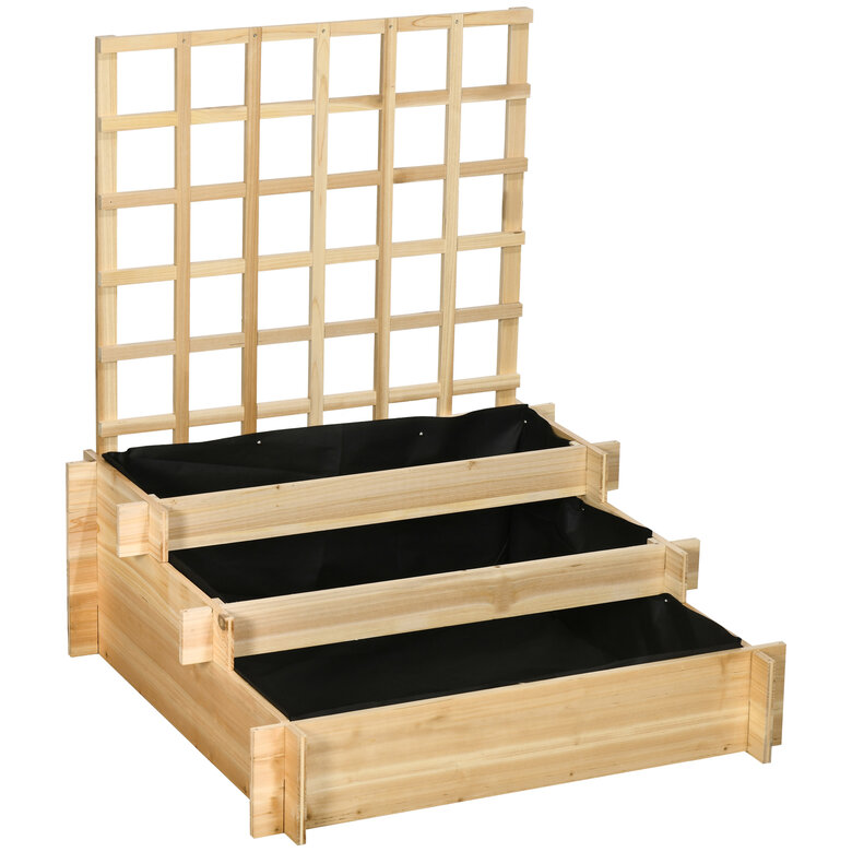 Outsunny Jardinera de Escalera Madera Natural