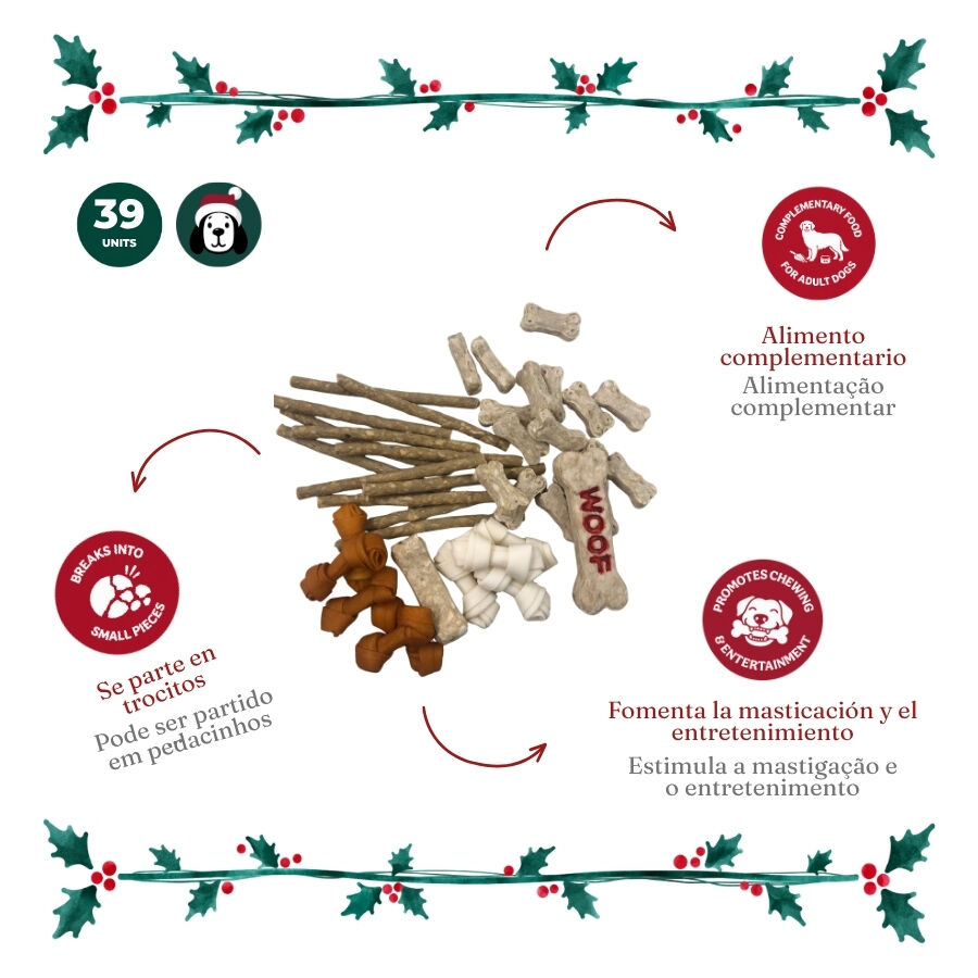 1 pack x 39 uds. Wonder Christmas Caja Regalo Cuero Prensado Snacks para perros, , large Imagen numero 3