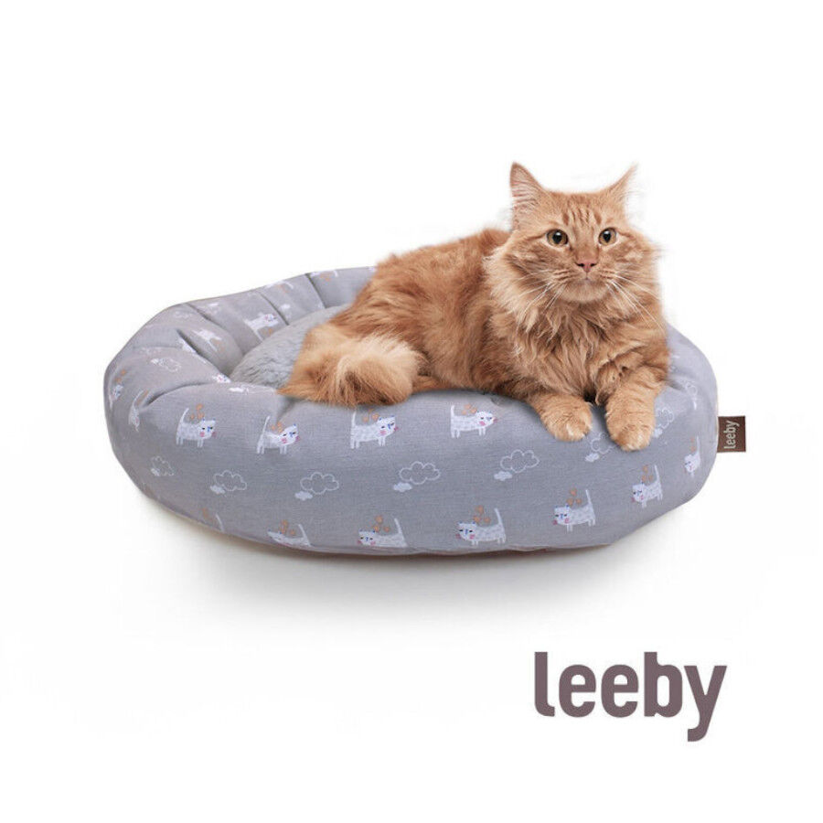 Leeby Cama Donut Antideslizante Gris para gatos, , large Imagen numero 2
