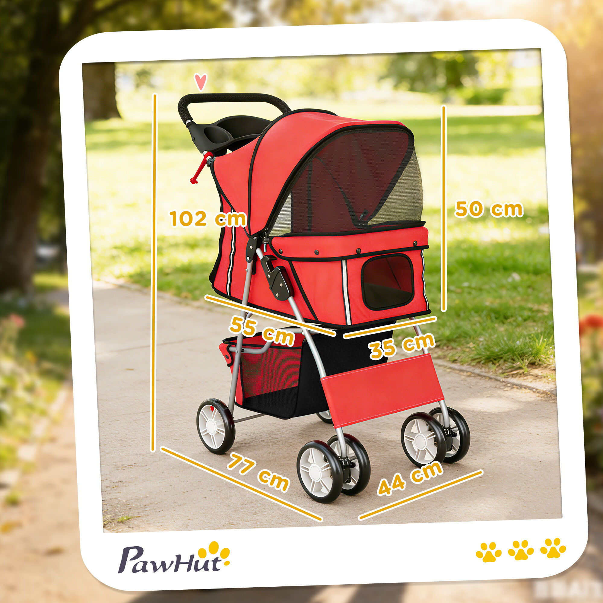 PawHut Carrito para Perros Rojo, , large Imagen numero 3