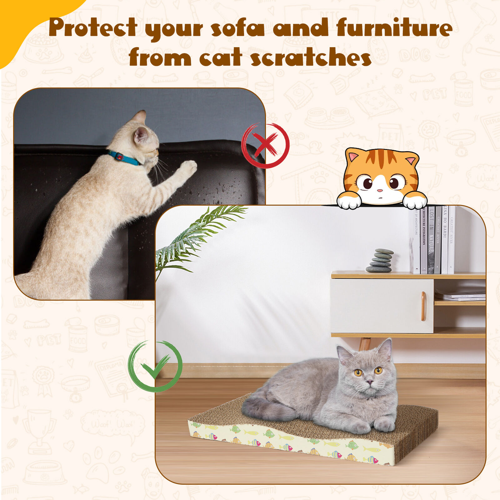 Nobleza Rascador con Hierba Gatera Alfombrillas de Cartón para gatos thumbnail