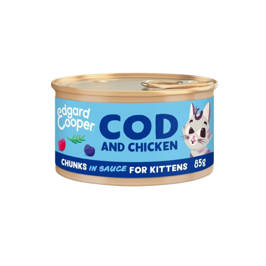 85 g Edgard & Cooper Trocitos de Pollo en Salsa lata para gatos, , large Imagen numero 1