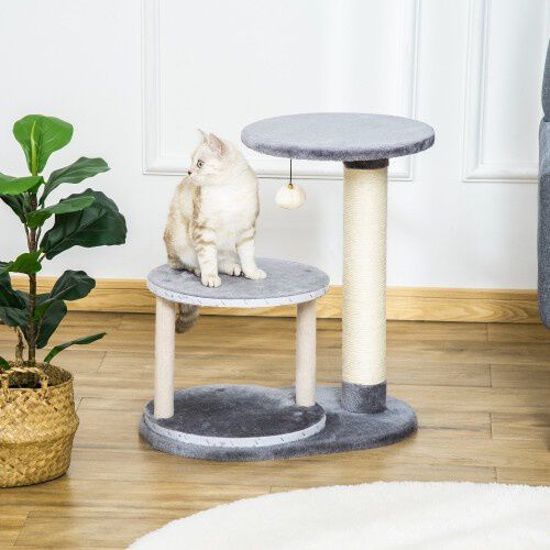 PawHut &Aacute;rbol Rascador con Cueva Gris para gatos peque&ntilde;os, , large Imagen numero 4