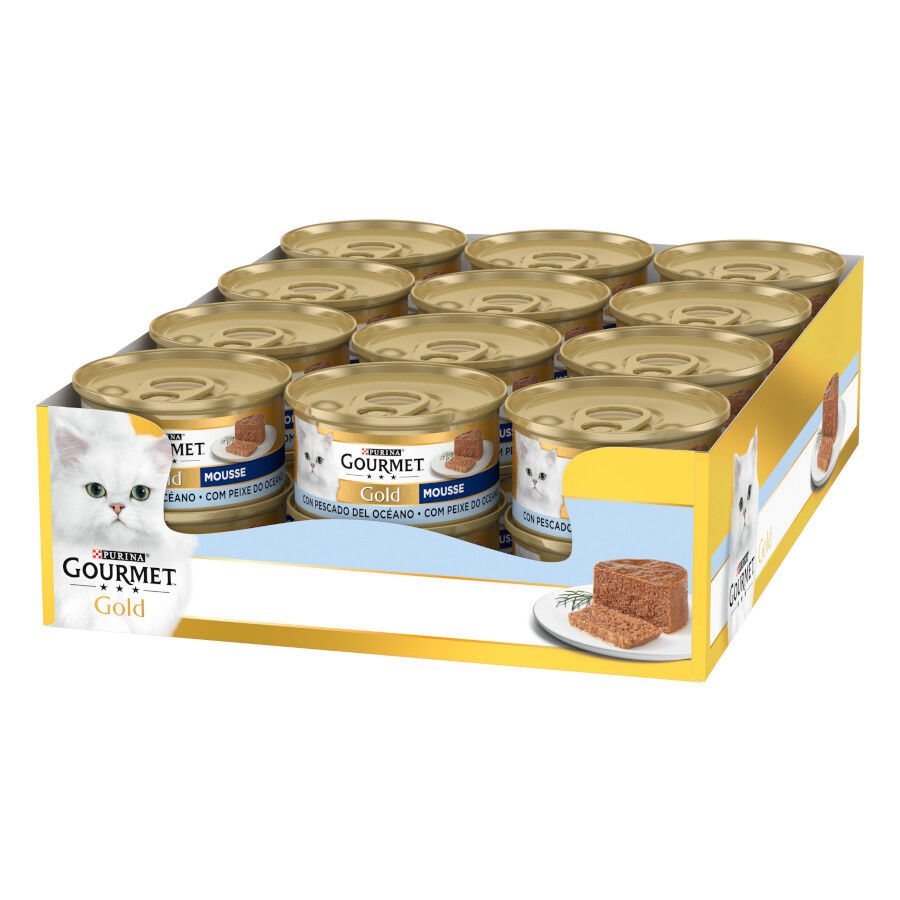 48 latas x 85 g Gourmet Gold Mousse de Pescados del Oc&eacute;ano lata para gatos &iexcl;Pack Ahorro!, , large Imagen numero 1