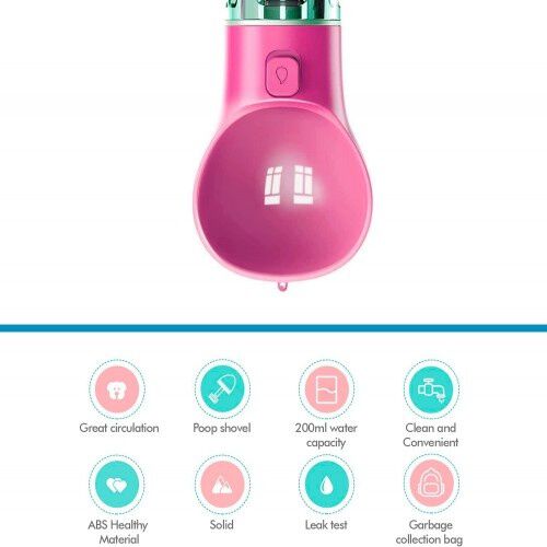 Edipets bebedero port&aacute;til con dispensador de bolsas rosa para perros, , large Imagen numero 3