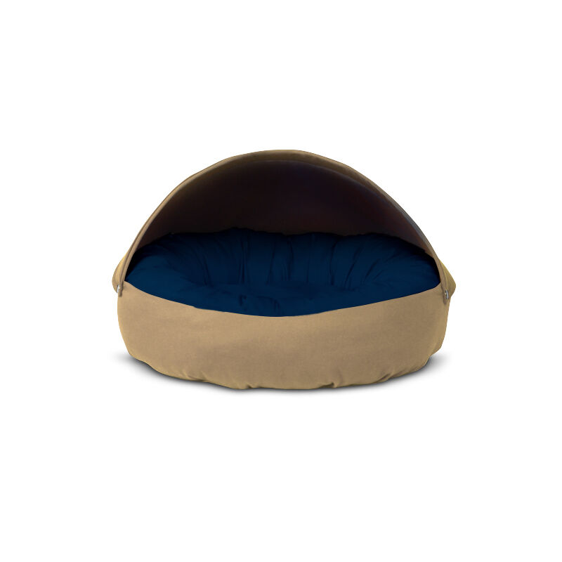 Gauty Cama Redonda para Perros y Gatos  Tela de sarga - Beige y Azul oscuro, , large Imagen numero 1