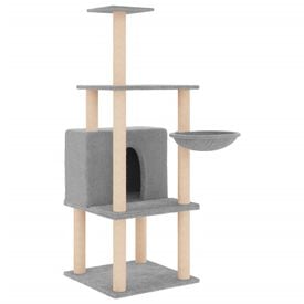 vidaXL Rascador con Postes de Sisal Gris Claro 132 cm para gatos