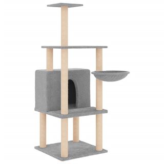 vidaXL Rascador con Postes de Sisal Gris Claro 132 cm para gatos