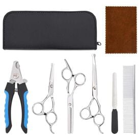 vidaXL Set de tijeras de peluquería canina 6 piezas acero inoxidable