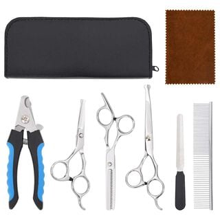 vidaXL Set de tijeras de peluquería canina 6 piezas acero inoxidable